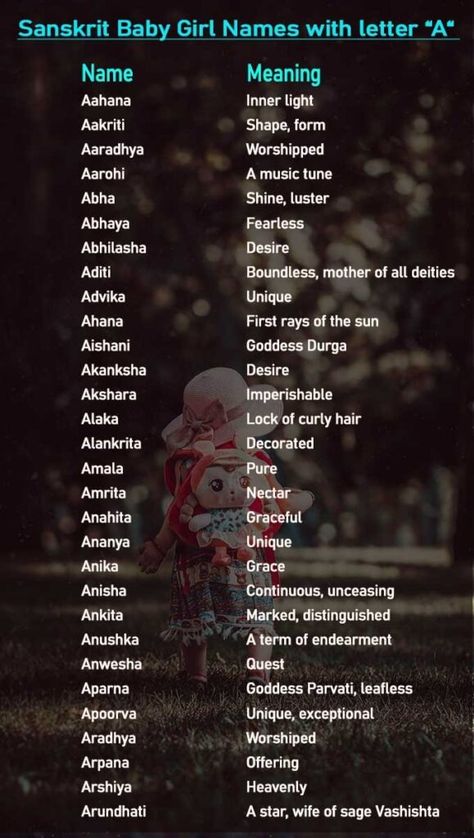 Sanskrit Baby Girl Names with letter “A“ Sanskrit Names Baby Girl, Indian Names For Girls, Baby Girl Names Unique Indian, Sanskrit Names With Meaning, Trolls Oc, Uncommon Names, Indian Girl Names, Indian Baby Girl Names, Indian Baby Names