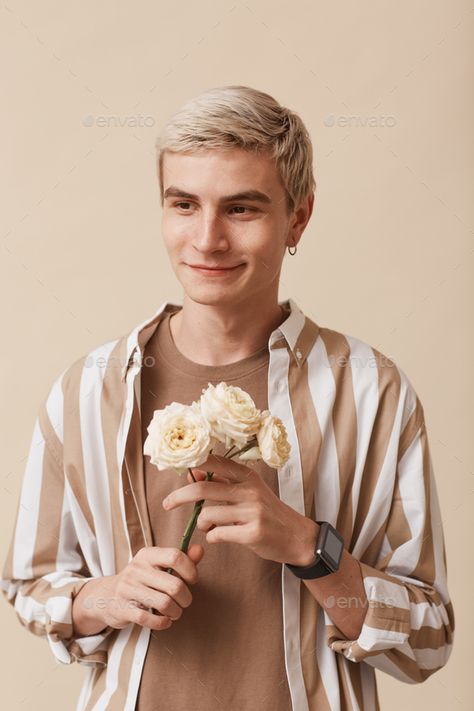 Man Holding Flowers Pose, Male Holding Something Reference, Holding Out Flowers Reference, Pose Reference Holding Flower, Man Holding Flowers Pose Reference, Person Holding Flower Reference, Men Holding Flowers, Holding A Flower Reference, Person Holding Flowers Drawing Reference