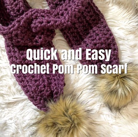 Making Pom Poms, Easy Pom Pom, Crochet Kids Scarf, Crochet Infinity Scarf Pattern, Crochet Scarf Easy, Edge Scarf, Pompom Scarf, Lion Brand Wool Ease, Crochet Cowl Pattern