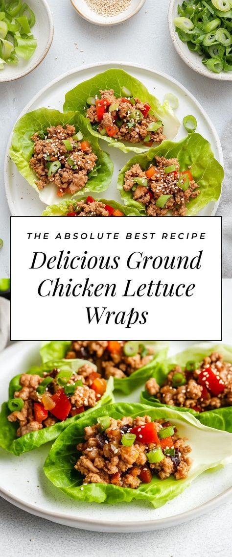 Image for Delicious Ground Chicken Lettuce Wraps Ground Chicken Lettuce Wraps, Lettuce Wrap Recipes, Chicken Wrap, Lettuce Wrap, Chicken Lettuce Wraps, Light Dinner, Chicken Wraps, Ground Chicken, Wrap Recipes