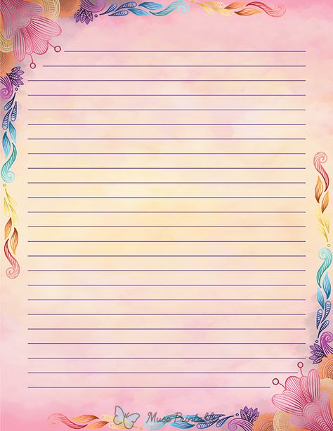 Printable Abstract Floral Stationery Border Paper Printable, Kertas Binder, Free Printable Stationery Paper, Persian Alphabet, Vintage Writing Paper, Printable Stationery Paper, Free Paper Printables, Free Writing Paper, Printable Paper Patterns