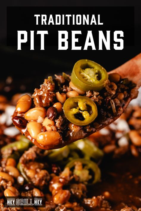 Pit Beans, Hey Grill Hey, Best Baked Beans, Bbq Beans, Crockpot Appetizers, Traeger Recipes, Bbq Sides, Northern Beans, Side Dishes For Bbq