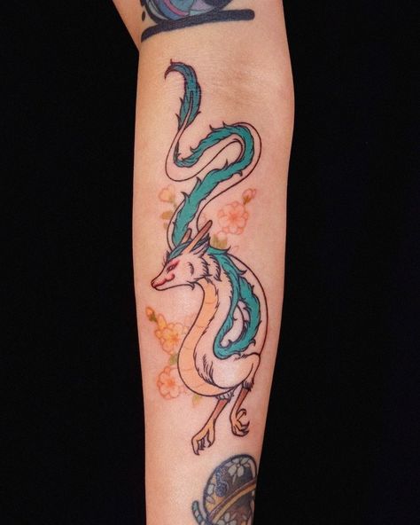 Haku Tattoo Design, Haku Tattoo, Haku Dragon, Tattoo Arm, Sakura Flower, Diy Fashion Clothing, Dragon Tattoo, Soft And Gentle, The Flowers