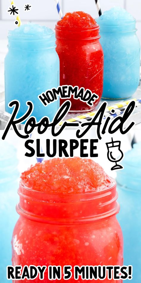 Slurpee Recipe, Strawberry Slushie, Homemade Slushies, Kool Aid Packets, Kool Aid Flavors, Blue Raspberry Lemonade, Cold Drinks Recipes, Crafts Summer, 2023 Recipes