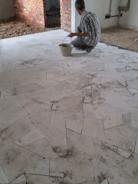 Broken Tiles Floor Design, Marble Installation, Marble Floor Design, Cracked Marbles, Wolf Den, Marble Flooring Design, Floor Designs, Marble Showers, Interior Design Courses