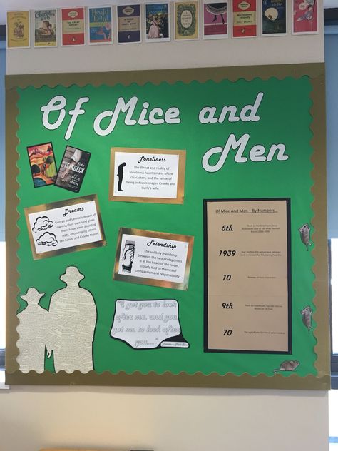 Of Mice And Men Display Board English Classroom Displays, Mice And Men, Ronnie Radke, Wall Displays, Man Projects, Kellin Quinn, English Classroom, Falling In Reverse, Of Mice And Men