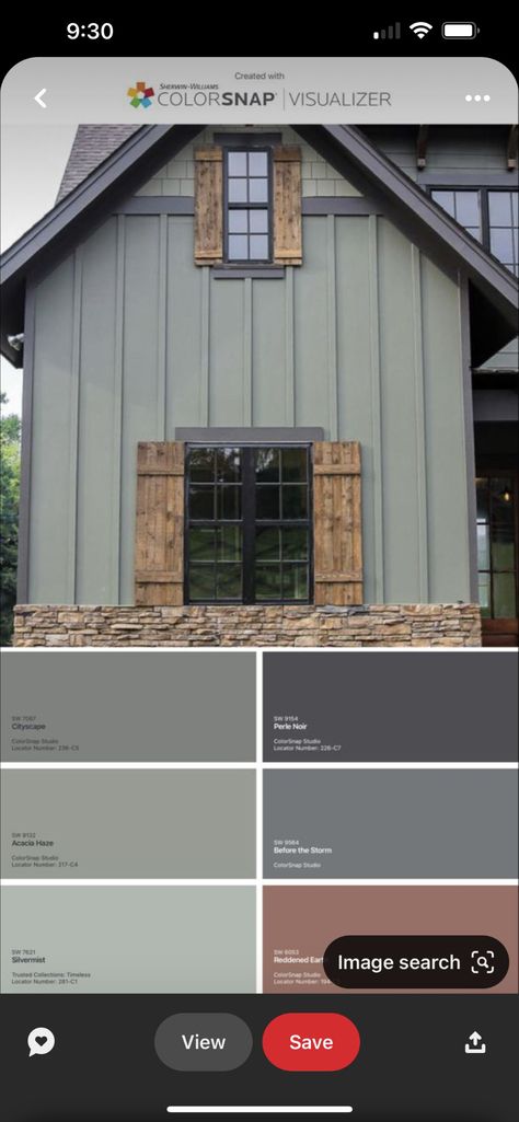 Rosemary Exterior Paint, Green Ranch House, Green Ranch House Exterior, Home Exterior Colors Combinations, Green Ranch, Sherwin Williams Exterior Paint Colors, Exterior Color Combinations, Ranch House Exterior, Diy And Home Improvement