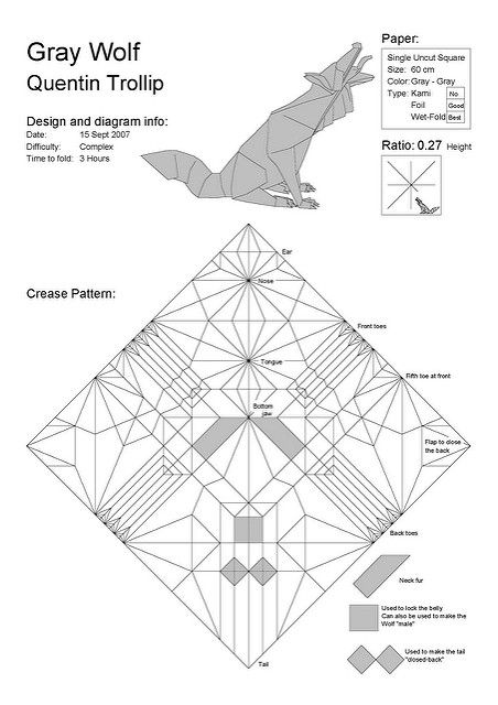 Gray Wolf CP new | Quentin Origami | Flickr Wolf Origami, Origami Tessellation, Origami Yoda, Origami Diagrams, Origami Dragon, Origami For Beginners, Origami Fish, Origami And Kirigami, Paper Engineering