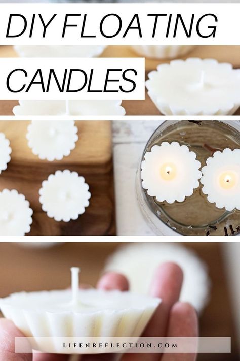 Make Floating Candles, Floating Tea Candles, Floating Tea Light Candles, Diy Floating Candles, Candle Making For Beginners, Candle Making Recipes, Candles At Home, Candle Wax Molds, Diy Candles Homemade