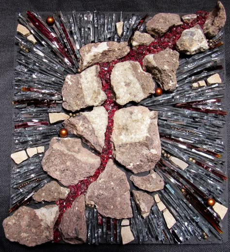 Stone and glass mosaic by Carrie Doman Abstract Mosaic, Stone Mosaic Art, Abstract Mosaic Art, Stone Mosaic Wall, Mosaic Art Diy, Mixed Media Mosaic, Modern Mosaics, Mosaic Garden Art, Mosaic Art Projects