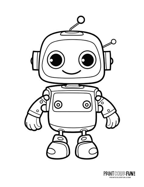 Cute robot coloring page clipart at PrintColorFun com 3 Toys Coloring Pages, Robot Printable, Robot Drawings, Robot Coloring Pages, Robot Picture, Robot Clipart, Robot Coloring, Robot Drawing, Robot Craft