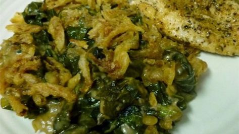 Fit tons of leafy greens into your diet with this collards casserole that's tossed with garlic and gravy and topped with French fried onions. Collard Greens Casserole, Best Fried Green Tomatoes, Fried Green Tomatoes Recipe, Green Tomato Recipes, Fried Tomatoes, Deep South Dish, Easter Brunch Food, French Fried Onions, Fried Green Tomatoes