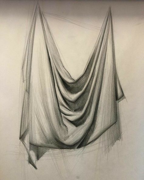 How To Draw Drapery, Cloth Sketch Pencil, Drapery Sketch, Cloth Sketch, Draping Drawing, Texture Drawings, Fabric Sketch, Drapery Drawing, Pencil Drawing Ideas