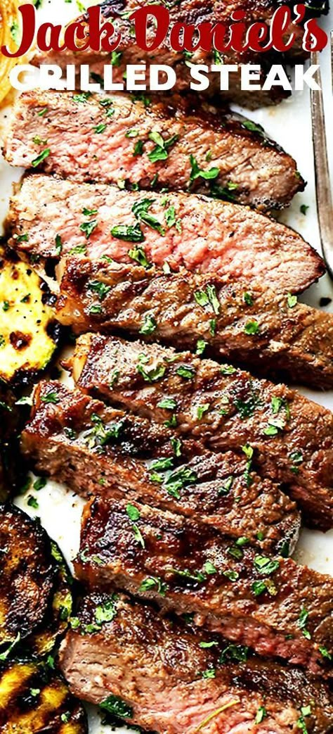 Jack Daniel’s Grilled Steak Recipe – New York Strip Steaks marinated in one of the most delicious marinades made with Jack Daniel’s Whiskey and Soy Sauce. Our favorite steak house meal made at home! #grilling #bbq #barbecue #steak Grilled Steak Recipe, Steak Recipes Pan Seared, Best Grilled Steak, Barbecue Steak, Strip Steaks, New York Strip Steak, Strip Steak Recipe, Pan Seared Steak, New York Strip