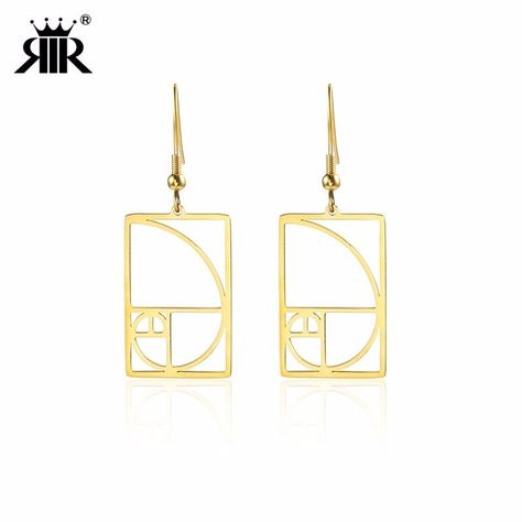 Cheap Drop Earrings, Buy Directly from China Suppliers:RIR Stainless Steel Sacred Geometry Science Fibonacci Ratio Drop Earrings Math Teacher Gift Ladies Jewellery Earrings Enjoy ✓Free Shipping Worldwide! ✓Limited Time Sale ✓Easy Return. Math Earrings, Science Earrings, Nerd Jewelry, Gyro Zeppeli, Ladies Jewellery, Laser Cut Jewelry, Minimalist Women, Clay Inspiration, Jewellery Earrings