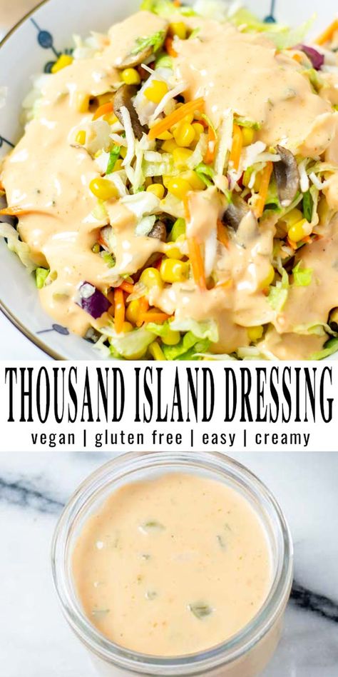 Vegan Thousand Island Dressing Recipe, Contentedness Cooking, Ms Diet, Clean Eating Vegan, Vegan Dressing, Quick Salads, Thousand Island, Eating Vegan, Vegan Party