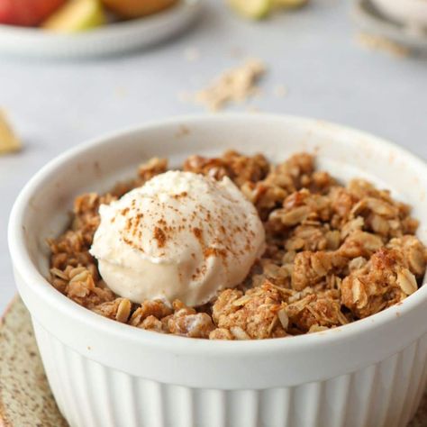 Single Serve Apple Crisp, Single Serving Apple Crisp, Apple Crisp For Two, Baked Pudding, Cooked Fruit, Dessert For One, Fruit Desserts Easy, Batch Recipes, Greek Yogurt Flavors