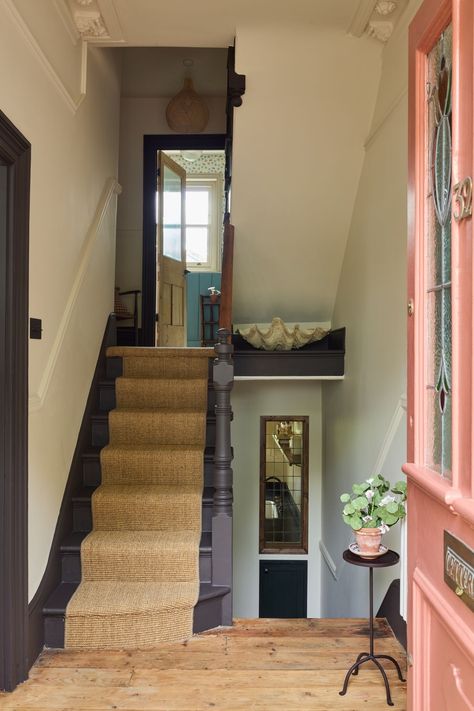 Inside a Warm Family Kitchen in a Victorian Terrace in East London Terraced House Kitchen, Victorian Terrace Hallway, Victorian Stairs, London Terrace House, Victorian Terrace Interior, Fall Bedroom Ideas, Cozy Fall Bedroom, Victorian Terraced House, Victorian Terrace House