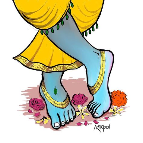 Kanha Ji Painting Easy, Krishna Jayanthi, Cute Flower Drawing, God Venkateswara Images Hd Wallpaper, Feet Drawing, Krishna Drawing, Boho Art Drawings, Little Krishna, Girly Wall Art