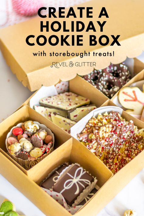 Cookie Containers Packaging Ideas, Diy Cookie Packaging Ideas, Gifting Cookies Packaging Diy, Store Bought Cookies Hacks, How To Wrap Cookies For Gifts, Cookie Gift Packaging Diy, Christmas Cookie Box Recipes, Cookie Box Diy Packaging Ideas, Christmas Cookie Tin Ideas