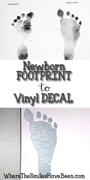 How to Trace & Cut Baby's Footprint with Silhouette Cameo Cut Baby, Silhouette Cameo Crafts, Silhouette Curio, Silhouette Cameo Tutorials, Silhouette Tutorials, Layered Vinyl, Silhouette Vinyl, Baby Footprints, Silhouette Cameo Projects