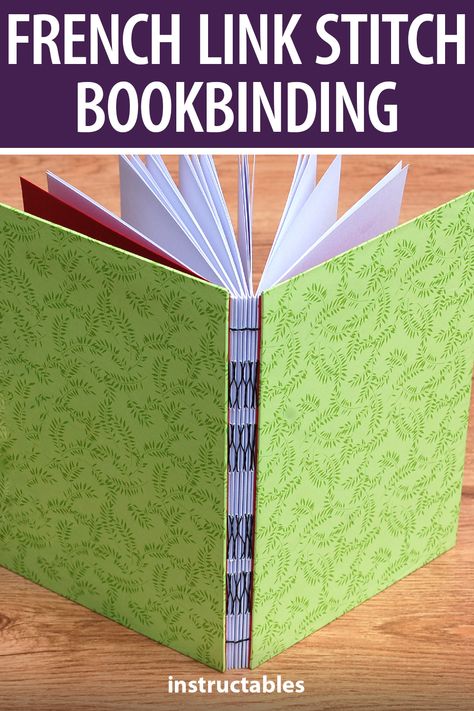 Journal Making Bookbinding, French Link Stitch Bookbinding, Bookbinding Books, Homemade Journals, Homemade Notebook, Make A Notebook, Book Binding Design, Homemade Journal, Coptic Stitch