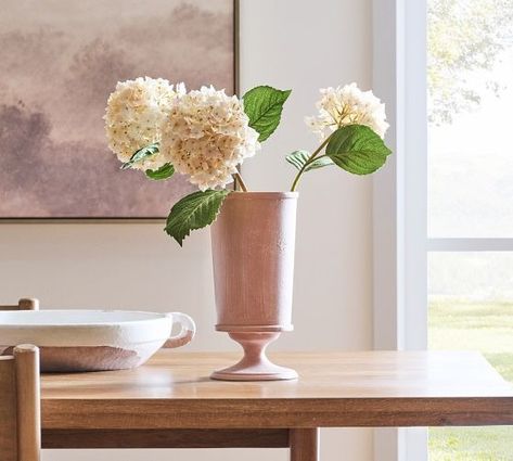 Easter: Decorations, Table Decor & Centerpieces | Pottery Barn Table Decor Centerpieces, Blush Hydrangea, Flowers Pottery, Themed Centerpieces, Easter Decorations Table, Decor Centerpieces, Faux Grass, Silk Hydrangeas, Decorations Table