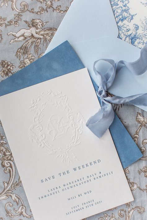 Invitations Wedding Blue, Southern French Wedding, Modern Blue Wedding Invitations, Blue Toile Wedding Invitations, Blue White Wedding Invitation, Wedding Formal Invitations, French Inspired Wedding Invitations, Italian Blue Wedding, Wedding Invitation Envelope Liner