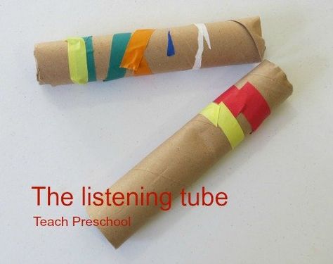 We have been exploring our sense of hearing by listening to things around the classroom but we started our day by listening with our simple to make listening tubes...    Each child got their own listening tube during circle time and was invited to Childcare Organization, 5 Senses Craft, 5 Senses Preschool, Five Senses Preschool, 5 Senses Activities, Senses Preschool, My Five Senses, Teach Preschool, Senses Activities