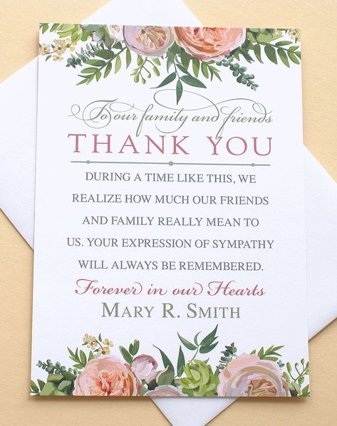 Peach English Roses With Eucalyptus Creates a Charming Feature for Funeral Thank You Cards - Custom - FLAT Cards - 3-1/2” x 4-7/8” The peach english roses with eucalyptus creates a charming feature on this Sympathy Thank You card. Let me create for you, a custom thank you sympathy card. The last thing on your mind when grieving is remembering to send out a thank you note to those who are there for you during that difficult time. Roses With Eucalyptus, Sympathy Thank You Notes, Remembrance Poems, Card Verses, Sympathy Thank You Cards, Appointment Card, Expressions Of Sympathy, Memorial Ideas, Thanking Someone