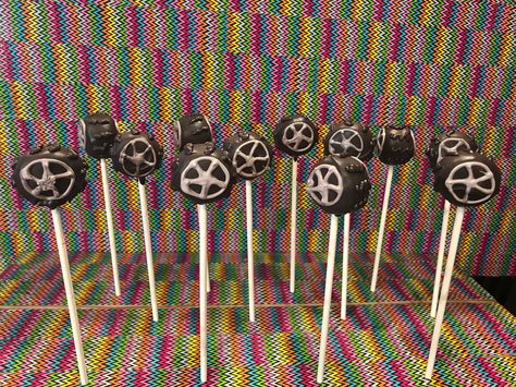 Tire cake pops  June 17, 2017 Tire Cake, June 17, Cupcake Cookies, Cake Pops, Tires, Cupcake Cakes, Cake