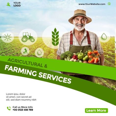 Green Professional Agricultural  Instagram Po Farm Advertising Design, Content Moodboard, Kindle Book Cover, Business Flyers, Etsy Banner, Campaign Posters, Blog Header, Facebook Event, Event Promotion