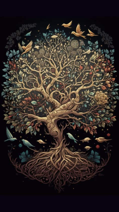 Symbolic Artwork, Tree Of Life Artwork, Mother Earth Art, Tree Of Life Painting, Tree Tattoo Designs, Tree Of Life Art, Witchy Wallpaper, Celtic Tree Of Life, Famous Artwork