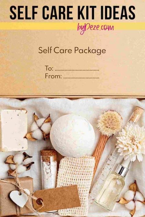 Self Care Package Ideas, Self Care Kit Gift, Diy Self Care, Easy Self Care, Care Package Ideas, Self Care Package, Self Care Kit, Wellness Kit, Care Basket