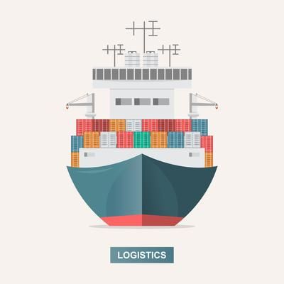 Sea transportation logistic. Sea Freight. Cargo ship, container shipping on flat style 424720 Vector Art at Vecteezy Cargo Ship Illustration, Container Shipping, Marine Wife, Ship Decor, Merchant Marine, Cargo Ship, Car Vector, Sea Transportation, Sea Freight