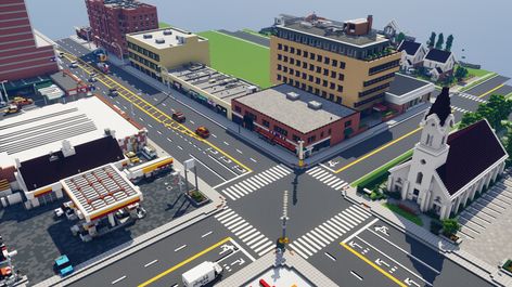 Minecraft Road Layout, Minecraft Intersection, Minecraft City Roads Design, City Layout Minecraft, Minecraft City Roads, Minecraft Neighborhood Layout, Minecraft Road Design, Minecraft City Street, Minecraft Roads Ideas