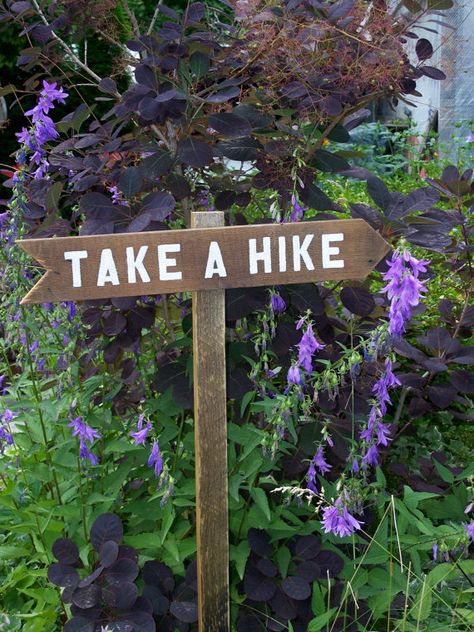 . Backyard Campout, Trail Signs, Camping Signs, The Mountains Are Calling, Take A Hike, Walk In The Woods, Enjoy Nature, Garden Signs, Nature Trail