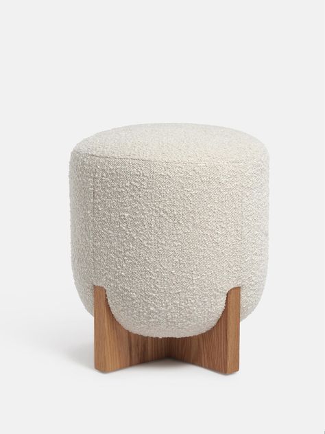 Eldon Stool, Oak, Boucle US - Soho Home Wood Ottoman, Upholstered Footstool, Furniture Mall, Interior Design Consultation, Chair For Living Room, Modern Stools, House Furniture Design, Leather Footstool, Living Room And Dining Room