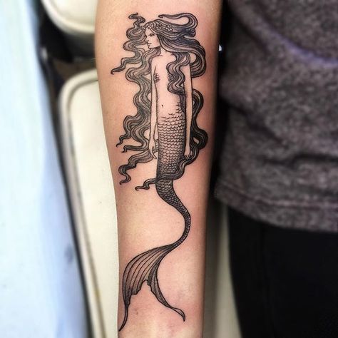 Mermaid for Alana. #mermaidtattoo Pnw Tattoo, Little Mermaid Tattoo, 100 Tattoo, Ocean Tattoos, Mermaid Tattoo, Mermaid Tattoos, Warrior Tattoo, 1 Tattoo, Sleeve Tattoos For Women