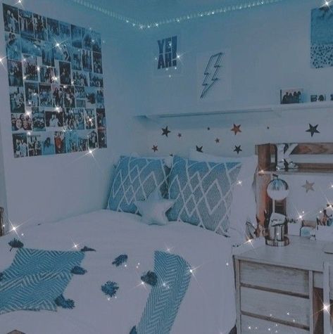 Blue Room Aesthetic, Blue Room, Aesthetic Blue, Blue Bedroom, Room Aesthetic, Blue Aesthetic, And Now, So Cute, Led Lights