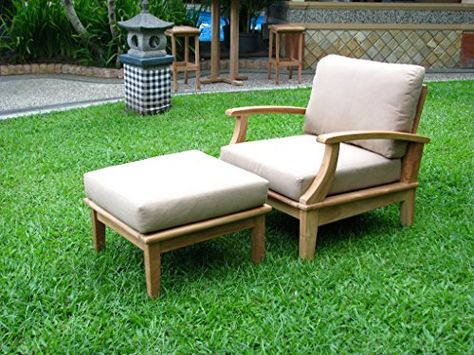 New Luxurious 2 Piece Teak Lounge Chair Set  1 Lounge Chair and 1 Ottoman Furniture only Somer Collection WFSSSA1 ** Want to know more, click on the image.(This is an Amazon affiliate link and I receive a commission for the sales) Lounge Chair With Ottoman, Outdoor Chair Set, Ottoman Furniture, Metal Outdoor Furniture, Teak Lounge Chair, Chair With Ottoman, Teak Sofa, Patio Lounge Chairs, Patio Lounge