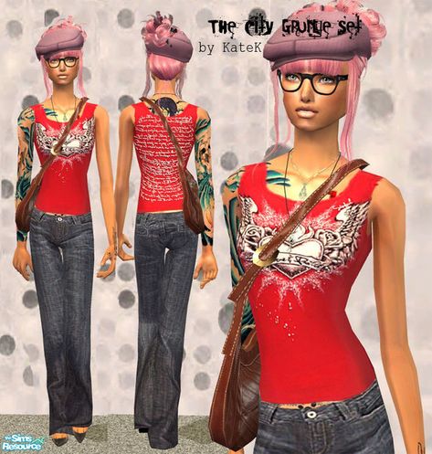 Sims 2 Grunge Cc, Sims 2 Y2k Cc, Sims 2 Cc Clothing, City Grunge, Sims 2 Cc, Sims Outfits, Summer Maxi Dress Boho, Sims 2 Hair, Ts2 Cc