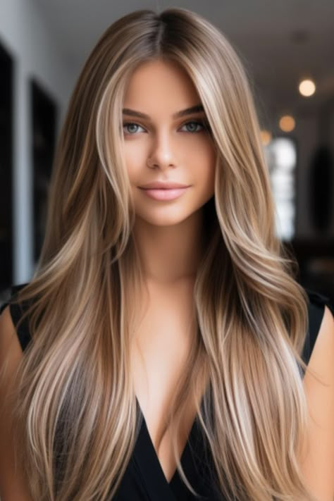 Chunky blonde highlights on brown hair bring about a retro-inspired look that truly stands out. Regular touch-ups are needed to keep the highlights fresh and vibrant. Click here to check out more trending blonde highlights for 2023. Balayage In A Ponytail, Bronde Balayage Straight Fine Hair, Balayage Hair Blonde To Brown, Curtain Bangs Blonde Highlights On Brown Hair, Hair Color With Money Piece Blonde, Long Blonde Highlights And Lowlights, Hair Inspiration Color Brown Highlights, Fresh Hair Color Ideas Brunettes, Overall Blonde Highlights