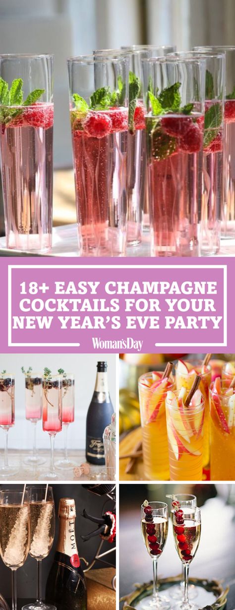 Champaign Cocktails, Hugo Cocktail, Pina Colada Cocktail, New Years Eve Party Ideas Food, New Year's Drinks, New Years Cocktails, Champagne Recipes Cocktails, Hostess Cupcakes, Champagne Drinks