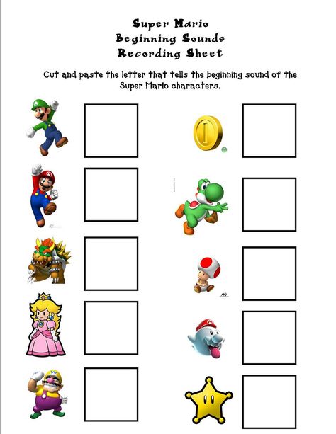 The Pot o' Gold: Super Mario Beginning Sounds . . . whatever works! Super Mario Worksheets, Super Mario Activities For Kids, Mario Worksheets, Mario Activities For Kids, Teach Boxes, Social Media Schedule Template, Cardboard Figures, Christmas Worksheet, Character Activities