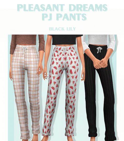 Pleasant Dreams PJ Pants | Black Lily on Patreon Sims 4 Custom Content Sleepwear, Pyjamas Cc Sims 4, Sims 4 Cc Maxis Match Pjs, Sims 4 Cc Female Pjs, Sims 4 Cc Clothes Female Pajamas, Sims 4 Cc Pajama Pants, Sims 4 Pajama Pants, Maxis Match Pajamas, Sims 4 Pants Maxis Match