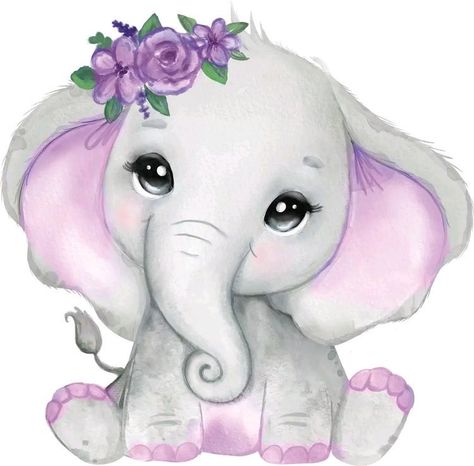 Elephant Wallpaper, Baby Animal Drawings, Rasy Koni, Elephant Drawing, Purple Bow, Cute Animal Illustration, Cute Animal Clipart, Cute Animals Images, Elephant Art