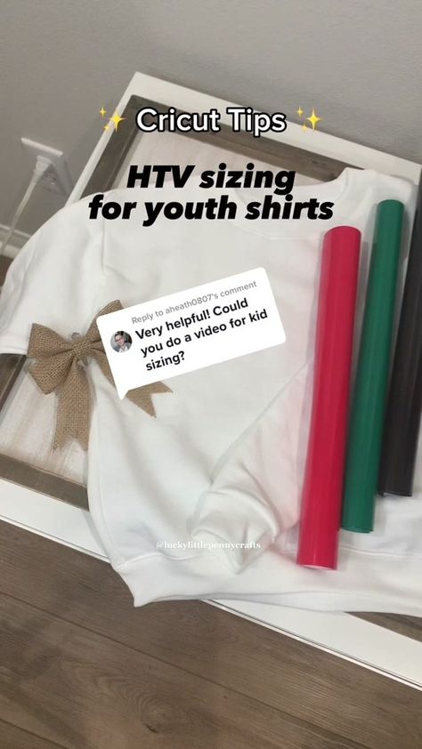 Replying to @aheath0807 HTV sizing for youth size shirts These are th... | cricut | TikTok Cricut Tiktok, Cricut Tutorials, Baby Shirts, Craft Tutorials, Your Image, Cricut