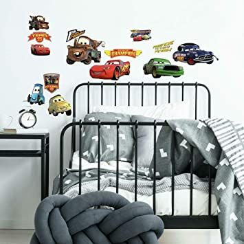 RoomMates RMK1520SCS Disney Pixar Cars Piston Cup Champs Peel and Stick Wall Decals Drake Bedroom, Disney Writing, Blue Wall Stickers, Decal Disney, Nursery Organization Ideas, Cars Decor, Background Disney, Baby Wall Stickers, Disney Bedroom