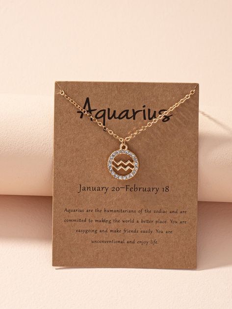 Rhinestone Aquarius Symbol Charm Necklace | SHEIN USA Pulseras Aesthetic, Aquarius Symbol, Aquarius Pendant, Aquarius Aesthetic, Aquarius Necklace, Aquarius Zodiac Sign, Aquarius Truths, Astrology Necklace, Embellished Fashion